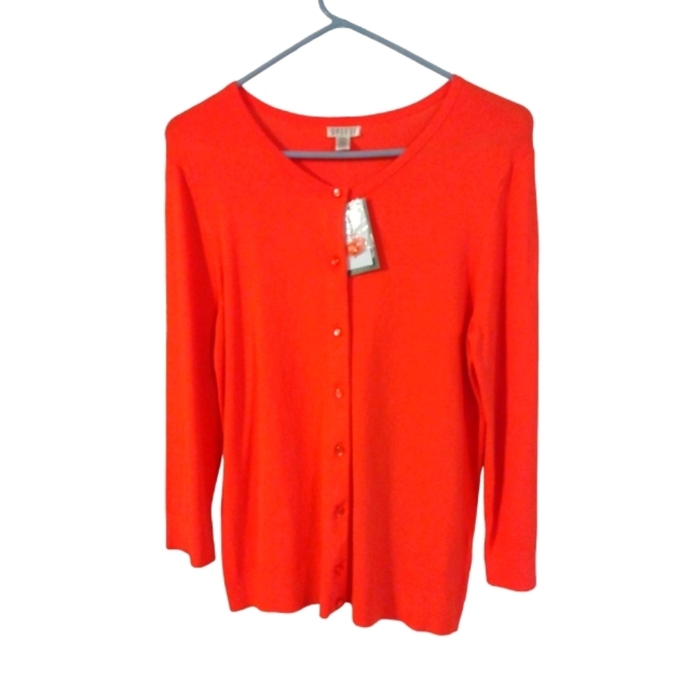 Coral Spense Cardigan Button Front Classic Office Casual Soft Preppy Feminine M